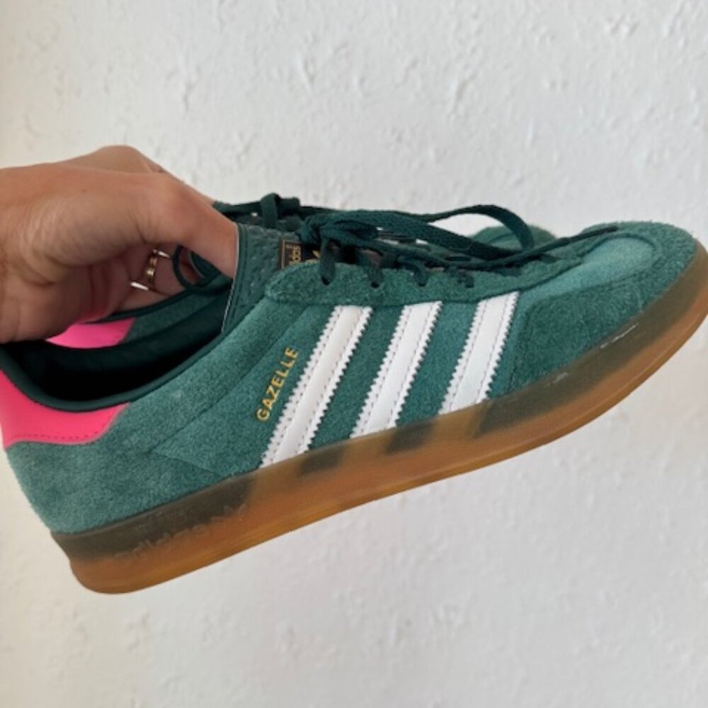 adidas Gazelle Green and Pink Sneakers